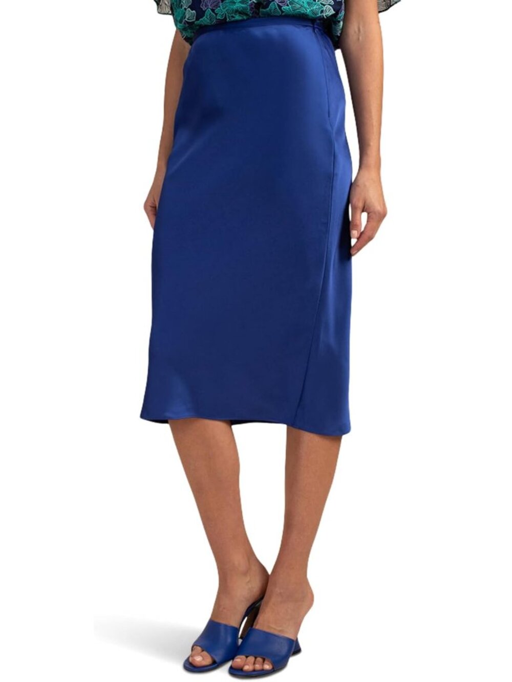 Trina Turk 'Lighten Up' Satin Slip Midi-Skirt, Majorelle Blue
